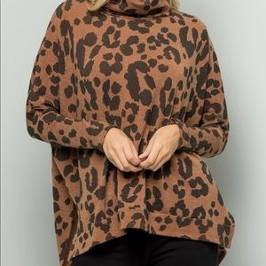 Plus Leopard TurtleNeck Sweater